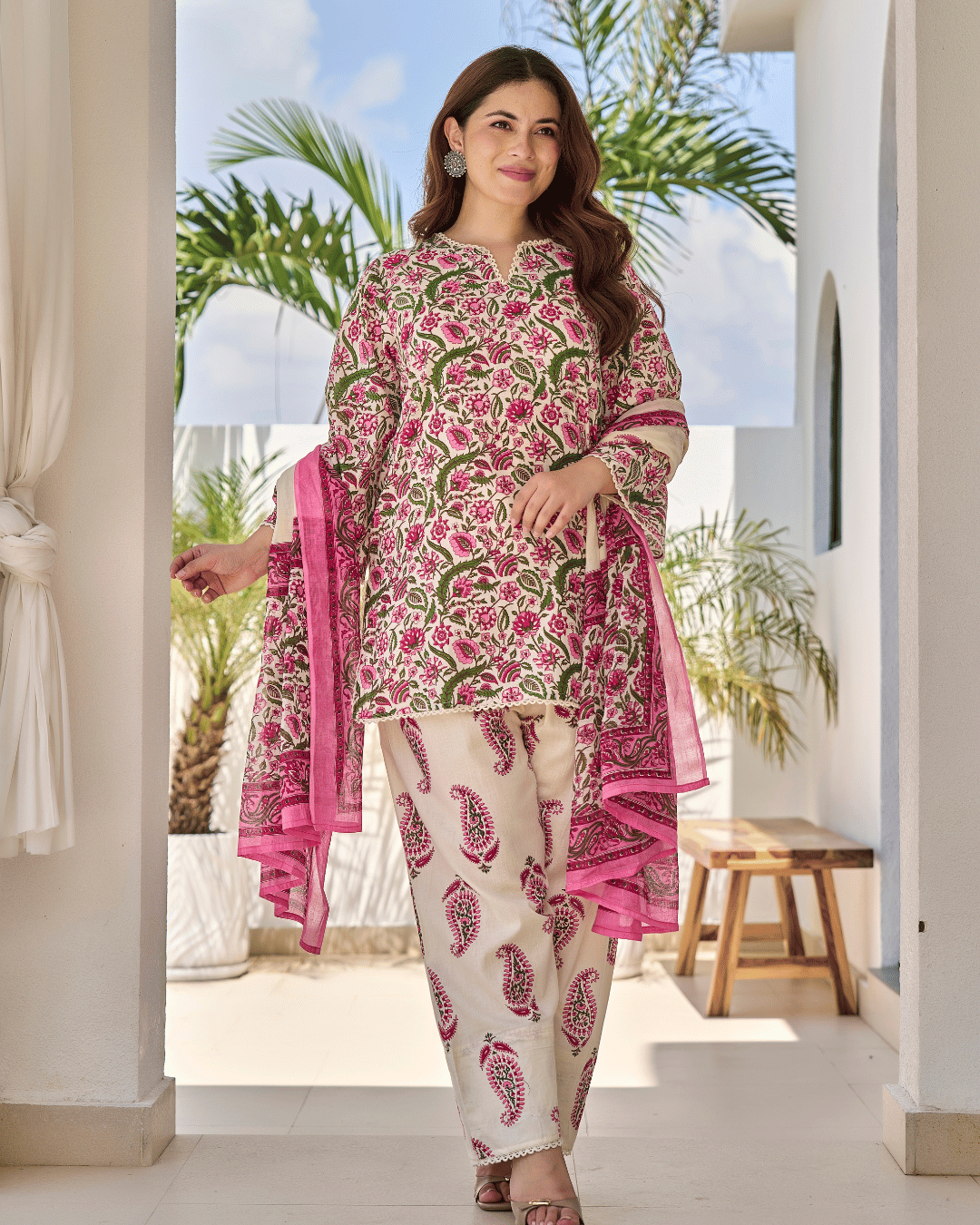 Floral Bloom Pure Cotton Farshi Suit Set