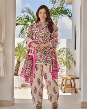 Floral Bloom Pure Cotton Farshi Suit Set