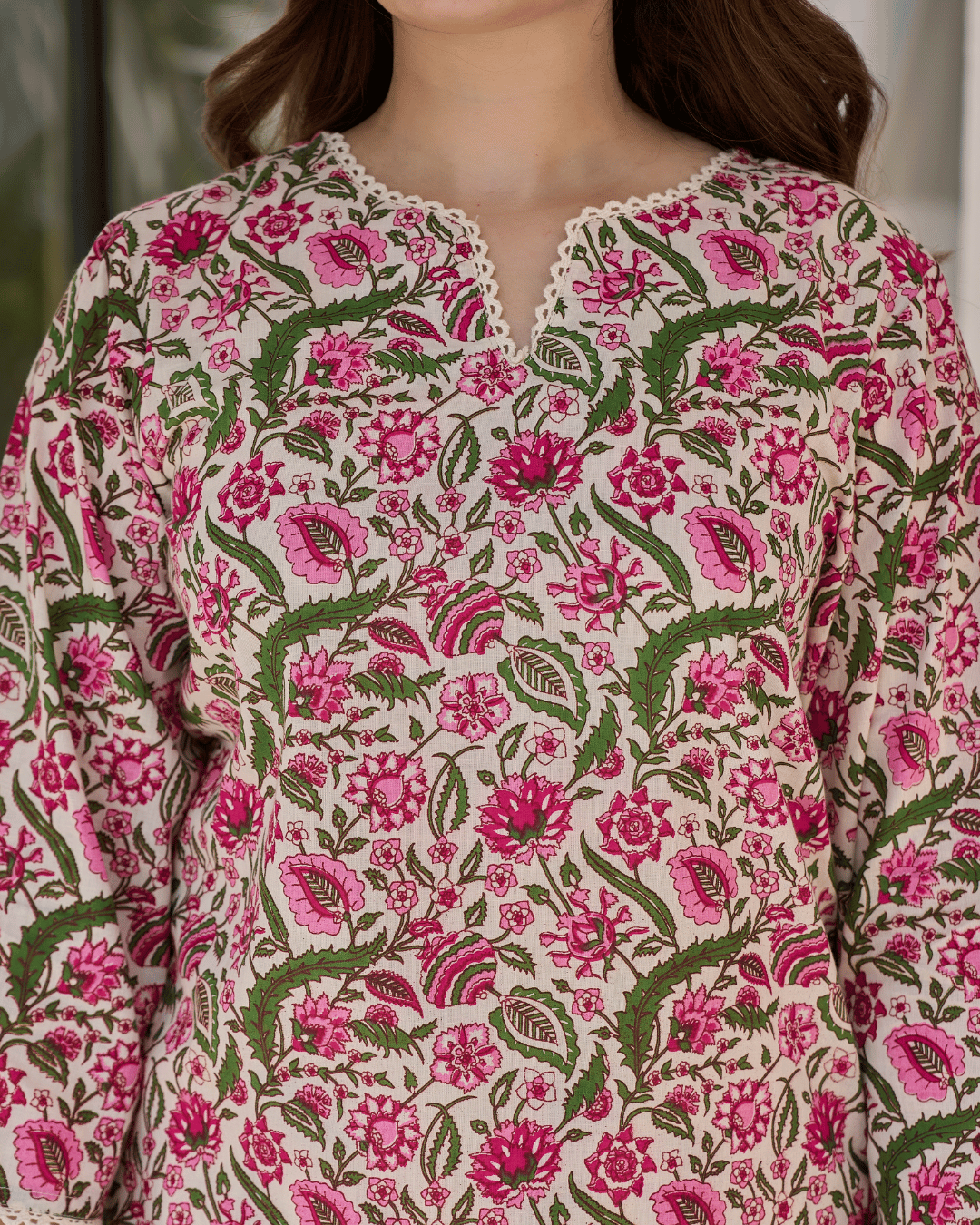 Floral Bloom Pure Cotton Farshi Suit Set