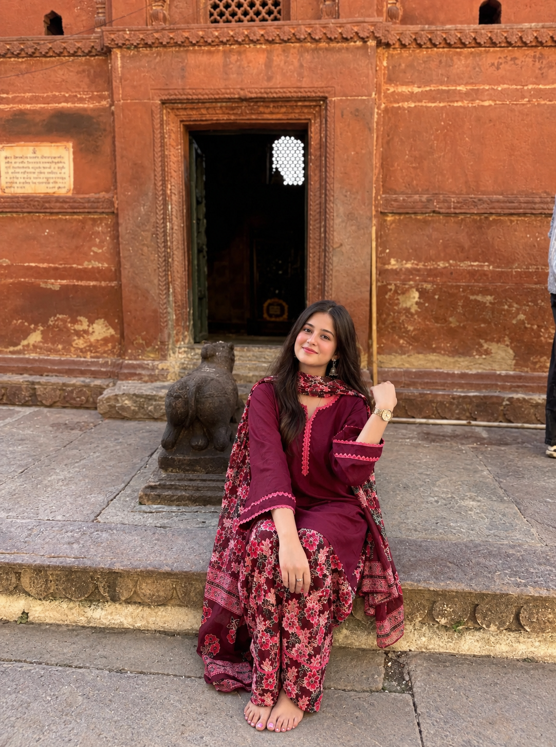 Gulabi Rang 3-Piece Printed Farshi Suit Set